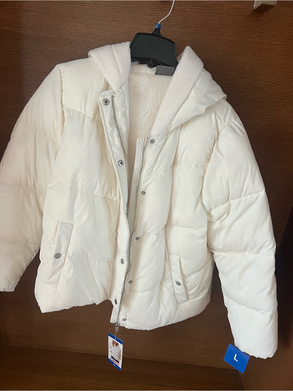 32 Degrees Cream Hooded Puffer Jacket
